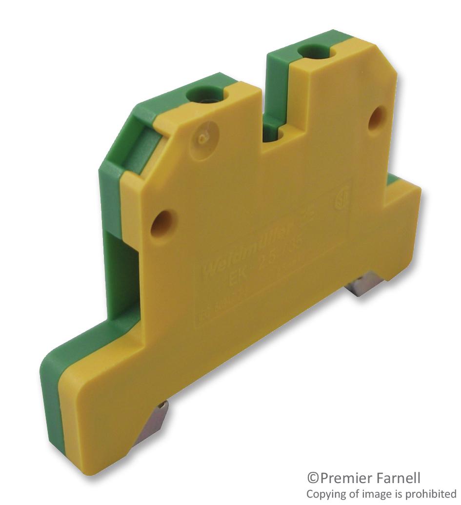 066106 EK2.5/35 Weidmuller DIN Rail Mount Terminal Block, 2 Ways, 26 AWG