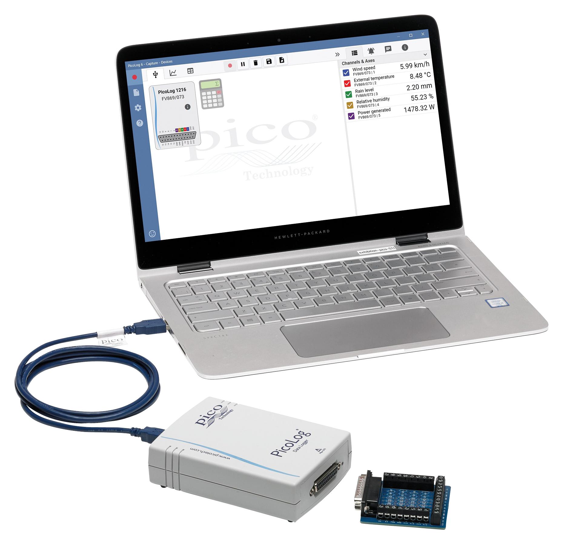 PP547 Pico Technology Data Logger, Voltage, 16 Channel