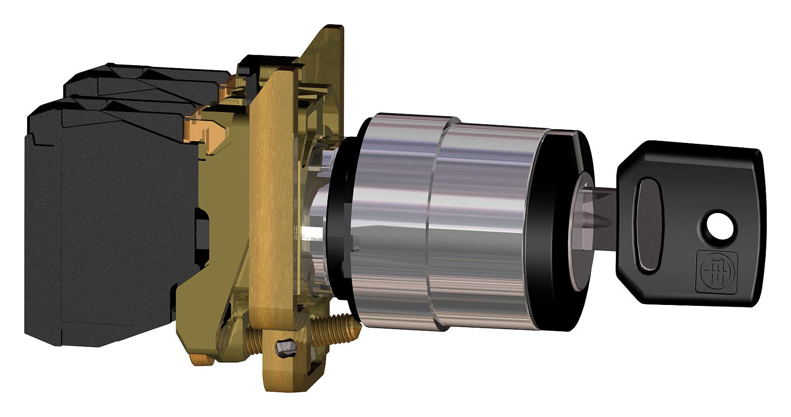 XB4BG61 Schneider Electric Keylock Switch, Momentary Spring Return