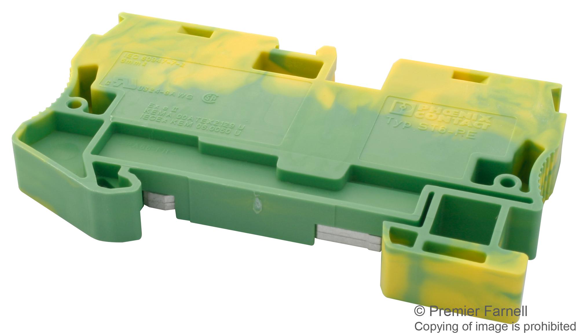 ST 6-PE - Phoenix Contact - DIN Rail Mount Terminal Block, 2 Ways, 24 AWG