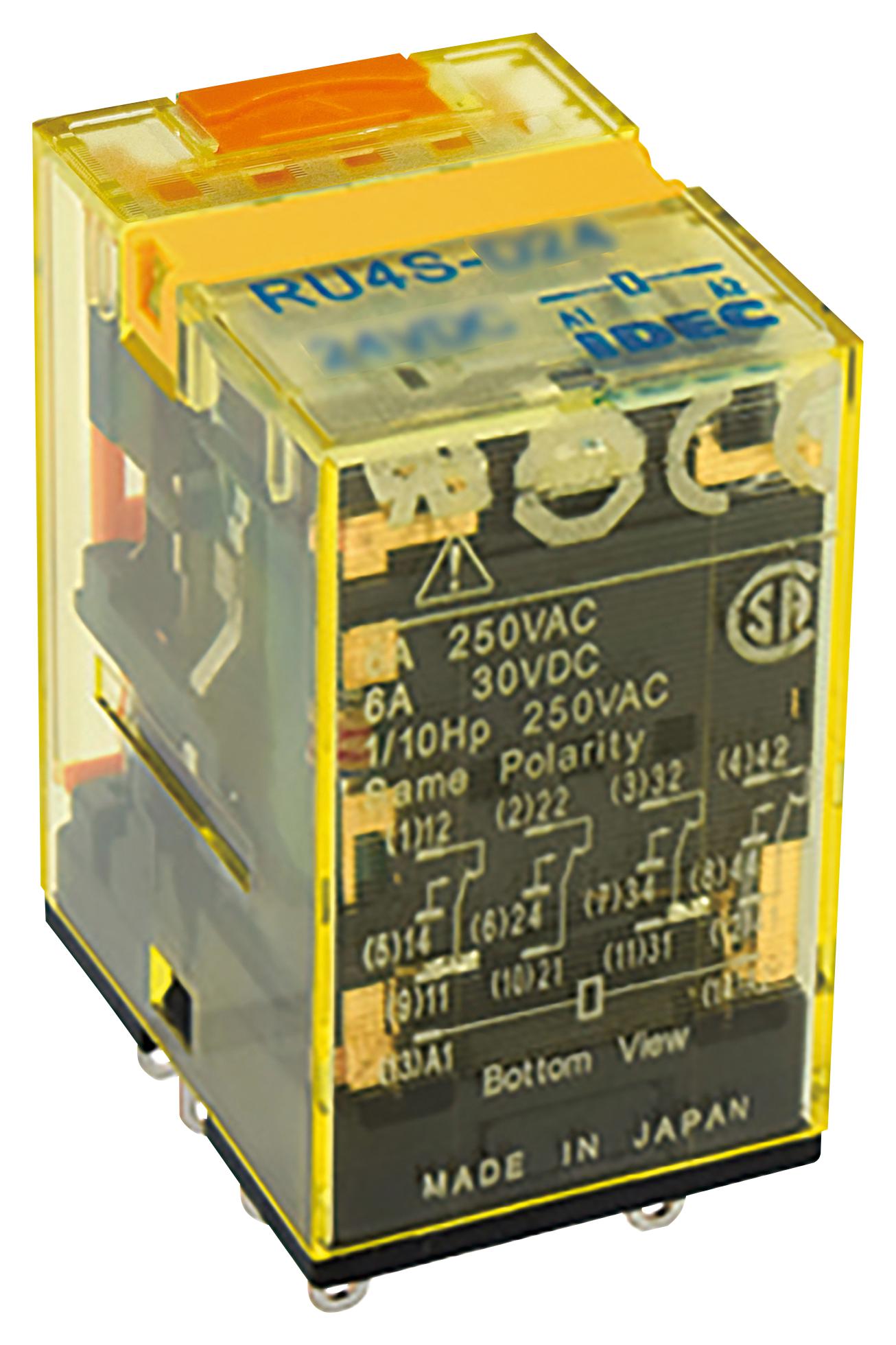 Ru4s RU4S-A24 - Idec - Power Relay, 4PDT, 24 VAC