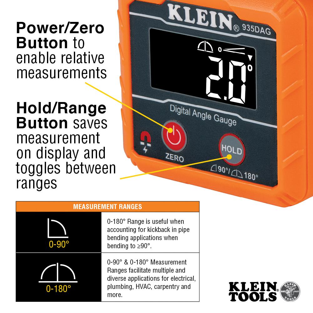 935DAG - Klein Tools - Digital Angle Gauge and Level, ABS, IP42