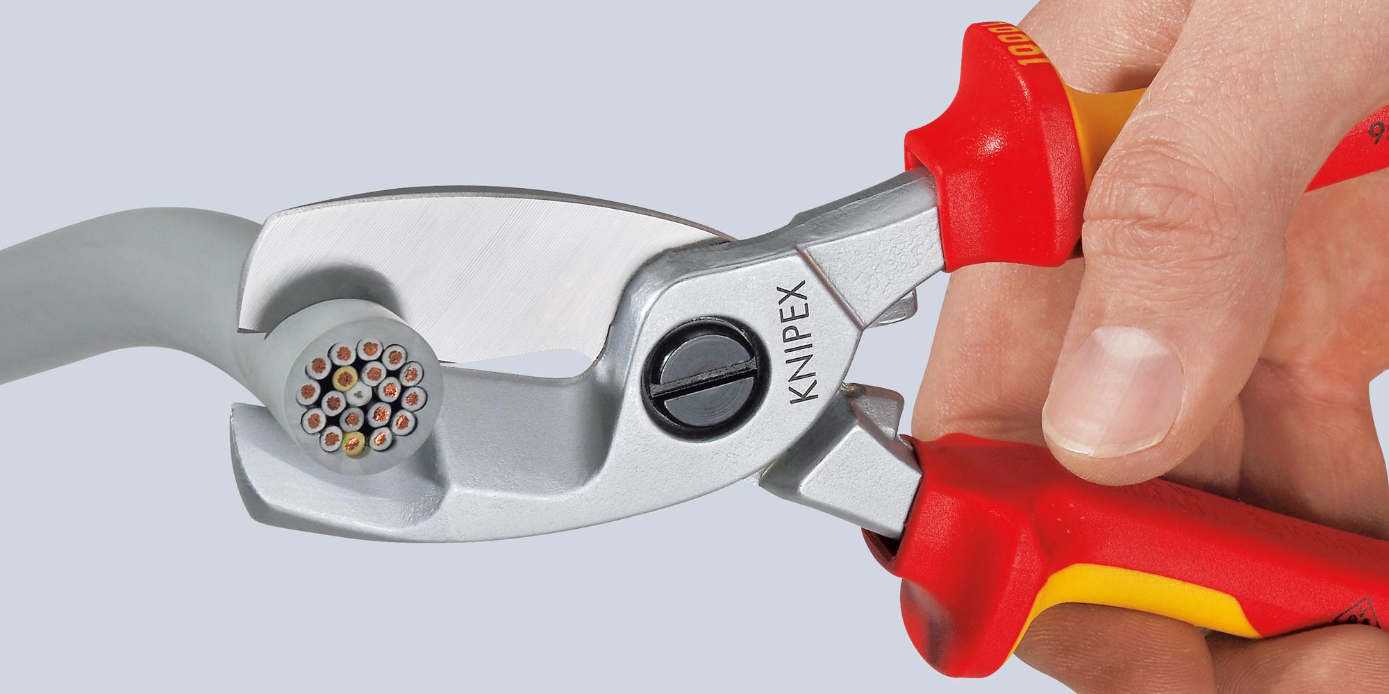 95 16 200 KNIPEX, Cable Cutter, Chrome Plated, Twin Cutting Edge
