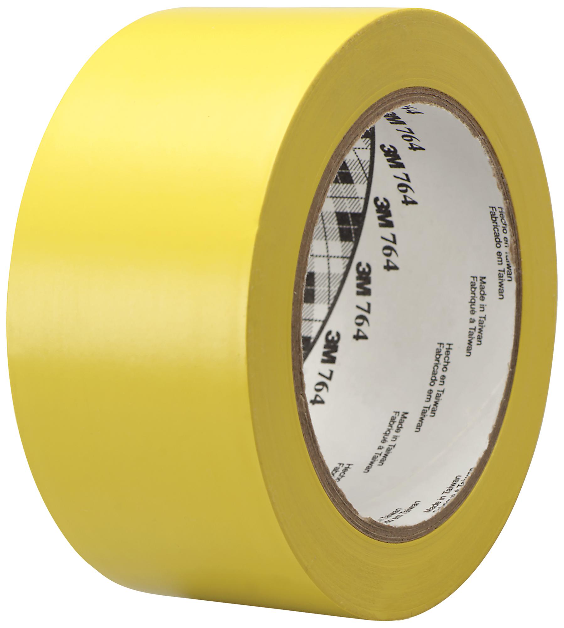 764I YELLOW 3M, Marking Tape, PVC (Polyvinyl Chloride), Yellow