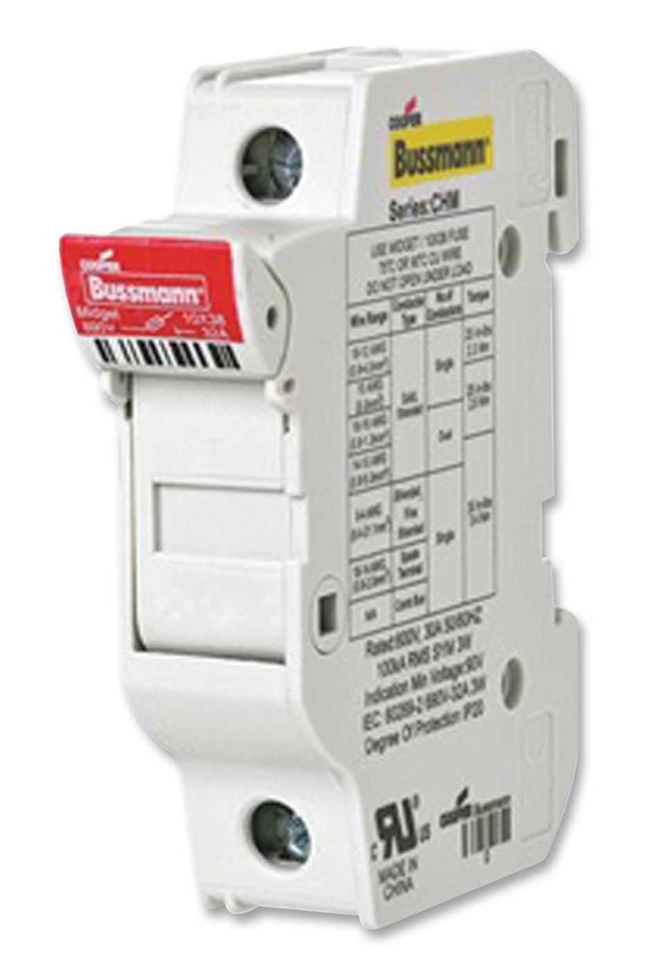 CHM1DU Eaton Bussmann DIN RAIL MOUNT FUSE HOLDER, 10MM X 38MM