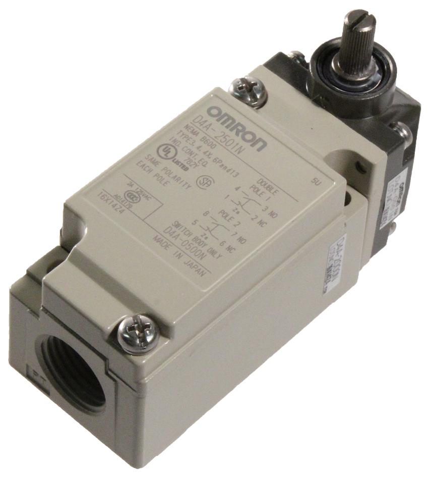 D4A2501N Omron Industrial Automation LIMIT SWITCH, ROLLER LEVER, DPDT