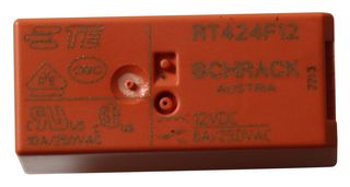 TE CONNECTIVITY - SCHRACK RT424F12 Power Relay, DPDT, 12 VDC, 8 A, RT2 Series, Through Hole, Latching Dual Coil