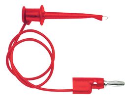 POMONA 3782-36-2. Test Lead, Minigrabber, Hook Clip to 4mm Banana Plug, Red, 60 V, 5 A, 914.4 mm
