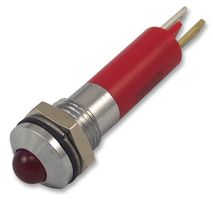 CML INNOVATIVE TECHNOLOGIES 190403Z3 LED Panel Mount Indicator, Satin Chrome Bezel, Red, 8 mm, 72 mcd