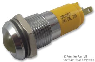 CML INNOVATIVE TECHNOLOGIES 192103Z2 LED Panel Mount Indicator, Satin Chrome Bezel, Yellow, 14 mm, 30 mA, 70 mcd