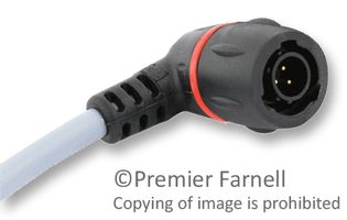 SOURIAU-SUNBANK / EATON HAUTS0V128PRA100 Circular Cable Assembly, 90° UTS Plug to Free End, 3.28 ft, 1 m, Black, Souriau UTS Series