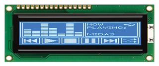 MIDAS DISPLAYS MC144032B6WC-BNMLW Graphic LCD, 144 x 32, White on Blue, 3V to 5V, Parallel, English, Chinese, Transmissive