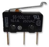 ARATAS SS-10GL13T Microswitch, Subminiature, Simulated Roller Lever, SPDT, Quick Connect, Solder, 10.1 A