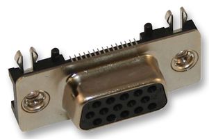 NORCOMP 200-015-263R001 D Sub Connector, Right Angle, HD15, High Density, Receptacle, 200 Series, 15 Contacts, DE, Solder