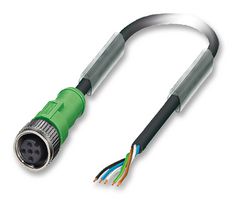 PHOENIX CONTACT 1683374 Sensor Cable, PUR, M12 Receptacle, Free End, 5 Positions, 10 m, 33 ft