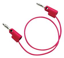 POMONA 1081-24-2 Test Lead, Miniature Banana Plug to Miniature Banana Plug, Red, 3 kV, 5 A, 609.6 mm