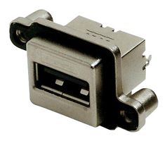 AMPHENOL COMMUNICATIONS SOLUTIONS MUSBA111M0 USB Sealed Connector, USB Type A, USB 2.0, Receptacle, 4 Position, Panel Mount, IP67