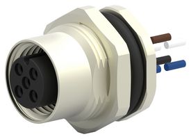 TE CONNECTIVITY T4171110004-001 Sensor Cable, A Coded, M12 Receptacle, Free End, 4 Positions, 200 mm, 7.87 ", T417 Series