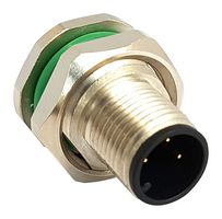 BULGIN LIMITED PXMBNI12RPM04APCM16 Sensor Connector, Buccaneer M12 Series, M12, Male, 4 Positions, PCB Pin, Straight Panel Mount