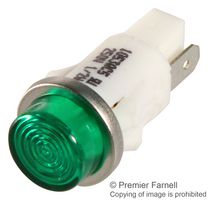 CHICAGO MINIATURE LIGHTING 1053QC5 Neon Indicator, 1053QC Series, 250 VAC, Quick Connect, Green, 12.7 mm, Round with Flat Top, 1.9 mA