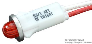 CHICAGO MINIATURE LIGHTING 1091M1-12V LED Panel Mount Indicator, Red, 12 V, 12.7 mm, Not Rated