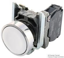 SCHNEIDER ELECTRIC XB4BA11 Industrial Pushbutton Switch, Harmony XB4 Series, 22.5 mm, SPST-NO, Momentary, Flush, White