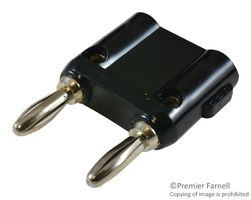 MUELLER ELECTRIC BU-PMDP-S-0 Banana Test Connector, Dual, Plug, Cable Mount, 15 A, 5 kV, Nickel Plated Contacts, Black
