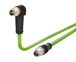 METZ CONNECT 142M2X1C010 Sensor Cable, M12 Plug, 90° M12 Plug, 8 Positions, 1 m, 3.28 ft