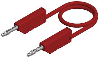 HIRSCHMANN TEST AND MEASUREMENT 934507101 Banana Test Lead, 4mm Stackable Banana Plug, 4mm Stackable Banana Plug, 5 ft, 1.5 m, Red, 32 A