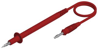 HIRSCHMANN TEST AND MEASUREMENT 934157101 Test Tip Probe, Test Tip Probe, 4mm Banana Plug, 3.3 ft, 1 m, Red, 16 A