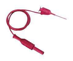 POMONA 72929-20-2 Grabber to Banana Plug Test Lead, Hook Clip, 4mm Banana Jack, Shrouded, 20 ", 508 mm, Red, 1 A