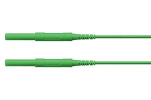 SCHUTZINGER HSPL 8568 / AWG16 / 200 / GN Banana Test Lead, 4mm Banana Plug, Shrouded, 4mm Banana Plug, Shrouded, 6.6 ft, 2 m, Green, 16 A