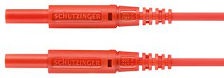 SCHUTZINGER MSFK A301 / 0.5 / 100 / RT Banana Test Lead, 2mm Banana Plug, Shrouded, 2mm Banana Plug, Shrouded, 3.3 ft, 1 m, Red, 10 A