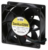 SANYO DENKI 9WV1224P1H001 DC Axial Fan, 24 V, Square, 120 mm, 38 mm, Ball Bearing, 182 CFM