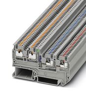 PHOENIX CONTACT 3244436 DIN Rail Mount Terminal Block, Sensor/Actuator, 4 Ways, 26 AWG, 14 AWG, 1.5 mm², Push In, 13.5 A