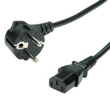 ROLINE 19.08.1030 Mains Power Cord, CEE 7/7 Plug to IEC 320 C13, 3 m, 10 A, 250 V, Black