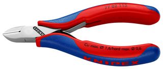 KNIPEX 77 02 115 Cutter, Red Handles, Diagonal, 115 mm, Diagonal, 1.6 mm, 62 °