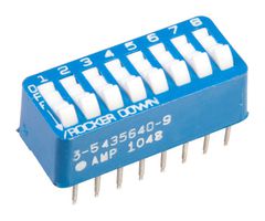 TE CONNECTIVITY - ALCOSWITCH 3-5435640-9 DIP / SIP Switch, 8 Circuits, Rocker, Through Hole, SPST