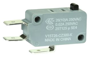 HONEYWELL - V15T26-CZ300-K - Microswitch, Standard, Pin Plunger, SPDT, Quick Connect, 26 A