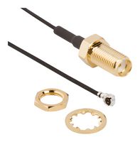 AMPHENOL RF - 336313-12-0050 - RF / Coaxial Cable Assembly, 2 ", 50 mm, 1.13mm, AMC Right Angle Plug, SMA Bulkhead Jack, 50 ohm
