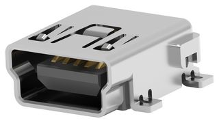 TE CONNECTIVITY - AMP 1-1734035-1 USB Connector, Mini USB Type B, USB 2.0, Receptacle, 5 Ways, Surface Mount, Right Angle