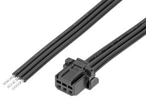 MOLEX 219653-1032 Cable Assembly, Micro-One Receptacle to Free End, 3 Ways, 2 mm, 1 Row, 150 mm, 5.9 "