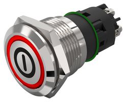 EAO 82-5152.2114.B001 Vandal Resistant Switch, On/Off, 82 Series, 19 mm, SPDT, Maintained, Round Flat Flush, Natural