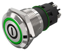 EAO 82-5152.1133.B001 Vandal Resistant Switch, On/Off, 82 Series, 19 mm, SPDT, Momentary, Round Flat Flush, Natural