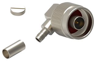 WURTH ELEKTRONIK 60436022211121 RF / Coaxial Connector, N Type, Right Angle Plug, Crimp, 50 ohm, RG142, RG223, RG400, Brass