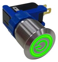 MULTICOMP PRO MP-PB7-06LB22FFPG12V Vandal Resistant Switch, 0.748 ", SPDT, On-On, Round Flat, Natural