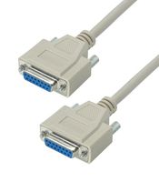 L-COM CRMN15FF-2.5 Computer Cable, D Subminiature Socket, 15 Way, D Subminiature Socket, 15 Way, 2.5 ft, 762 mm