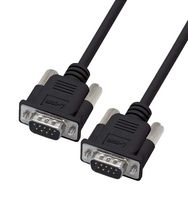 L-COM CS2NB9MM-15 Computer Cable, D Subminiature Plug, 9 Way, D Subminiature Plug, 9 Way, 15 ft, 4.6 m, Black