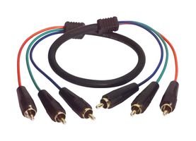 L-COM CVR3MM-6 Audio / Video Cable Assembly, RCA/Phono Plugs (3), RCA/Phono Plugs (3), 6 ft, 1.8 m, Black