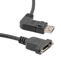 L-COM DPA00001-020I Audio / Video Cable Assembly, DisplayPort Plug, 90°, DisplayPort Receptacle, 7.9 ft, 200 mm